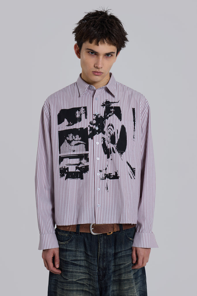 Overprint Cropped Button-up Shirt | Jaded London | Clothing