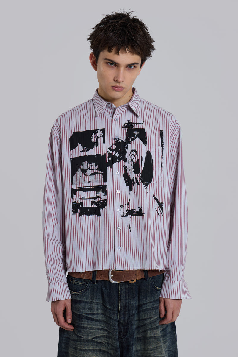 Overprint Cropped Button-up Shirt | Jaded London | Clothing