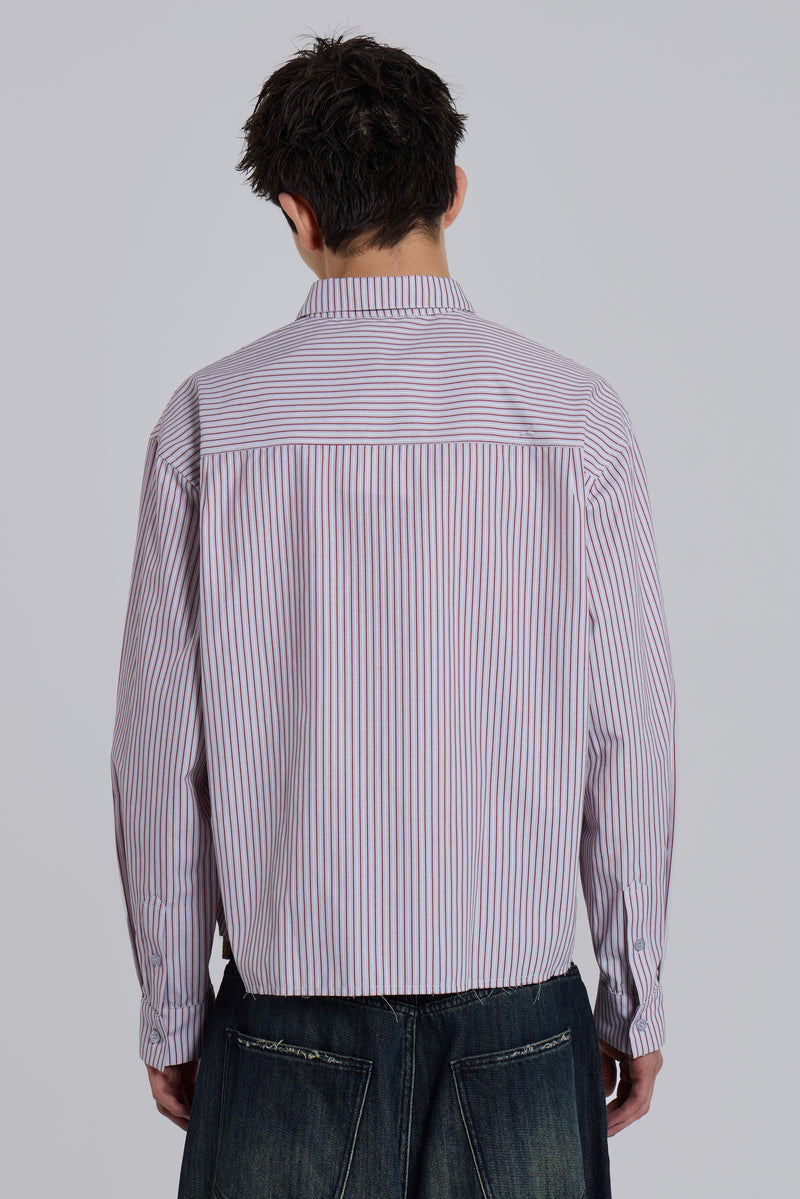 Overprint Cropped Button-Up Shirt