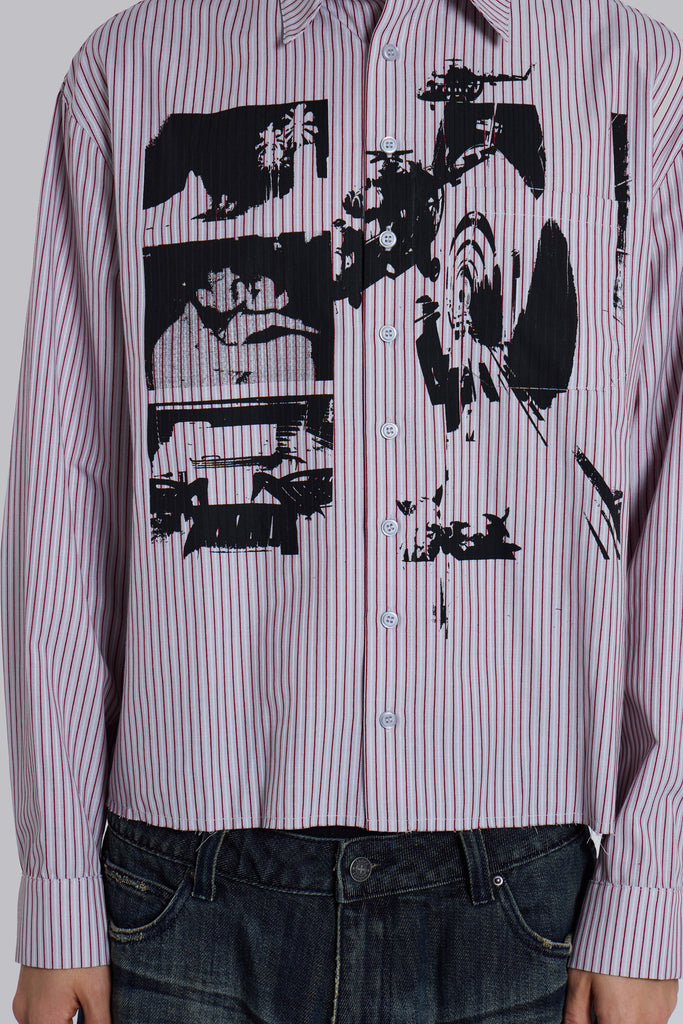 Overprint Cropped Button-up Shirt | Jaded London | Clothing