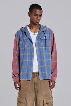 Checked Button-Up Hooded Shirt – view 1