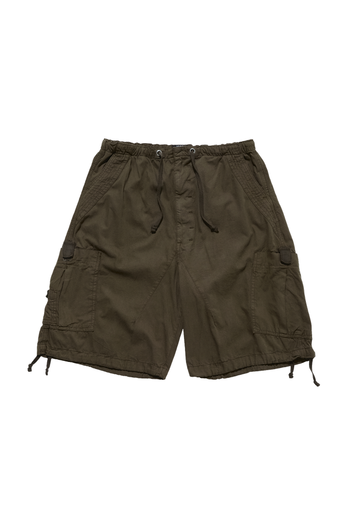 Khaki Parachute Cargo Baggy Shorts