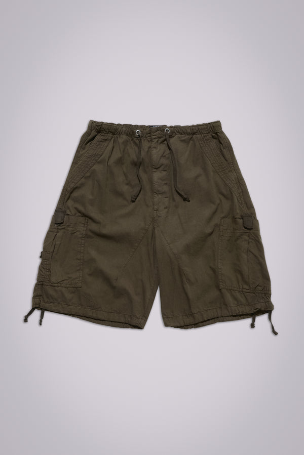 Khaki Parachute Cargo Baggy Shorts