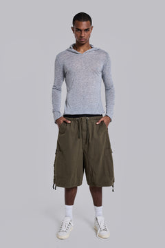Khaki Parachute Cargo Baggy Shorts - XXS / Khaki