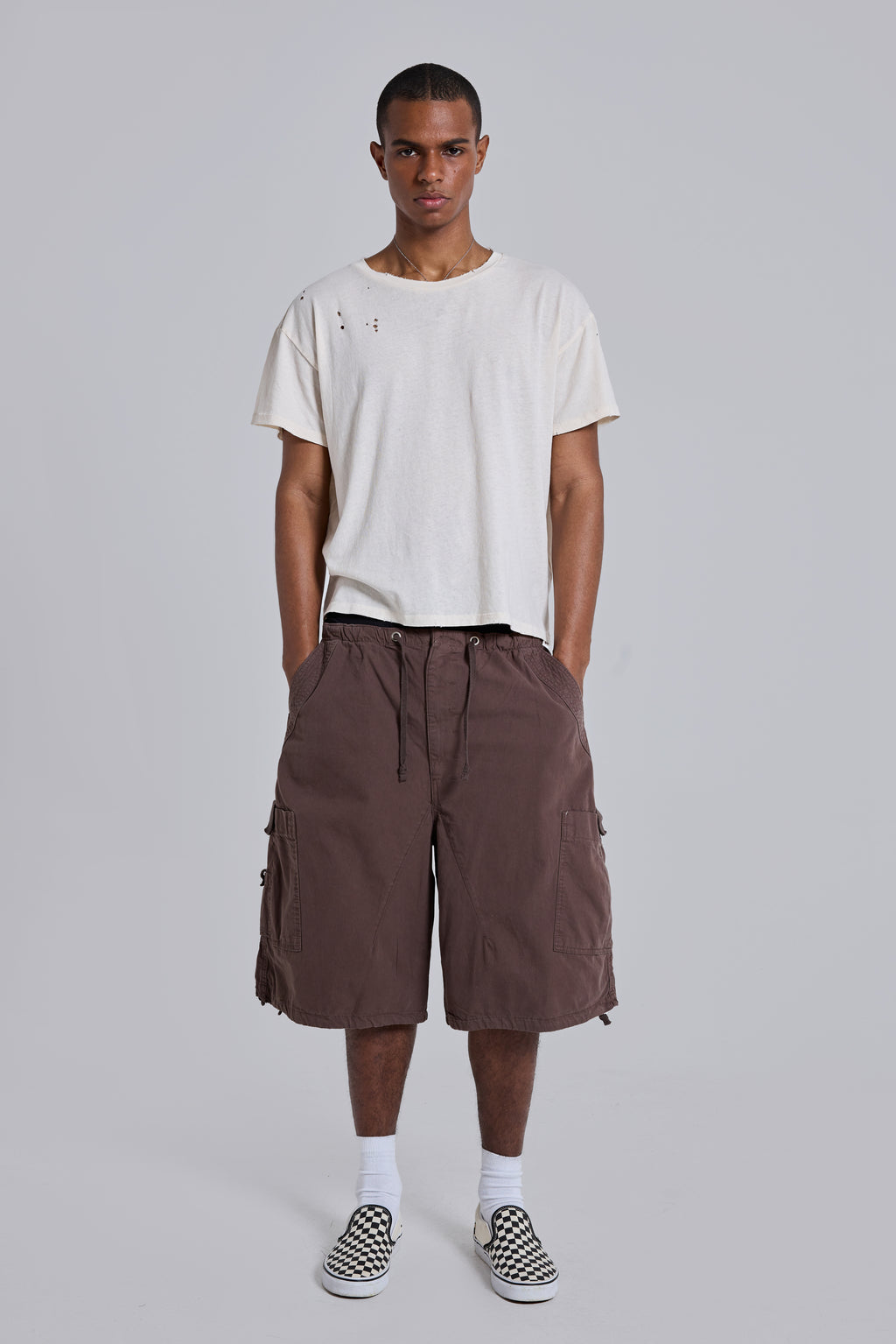 Shop Brown Parachute Cargo Baggy Shorts | Jaded London | Clothing