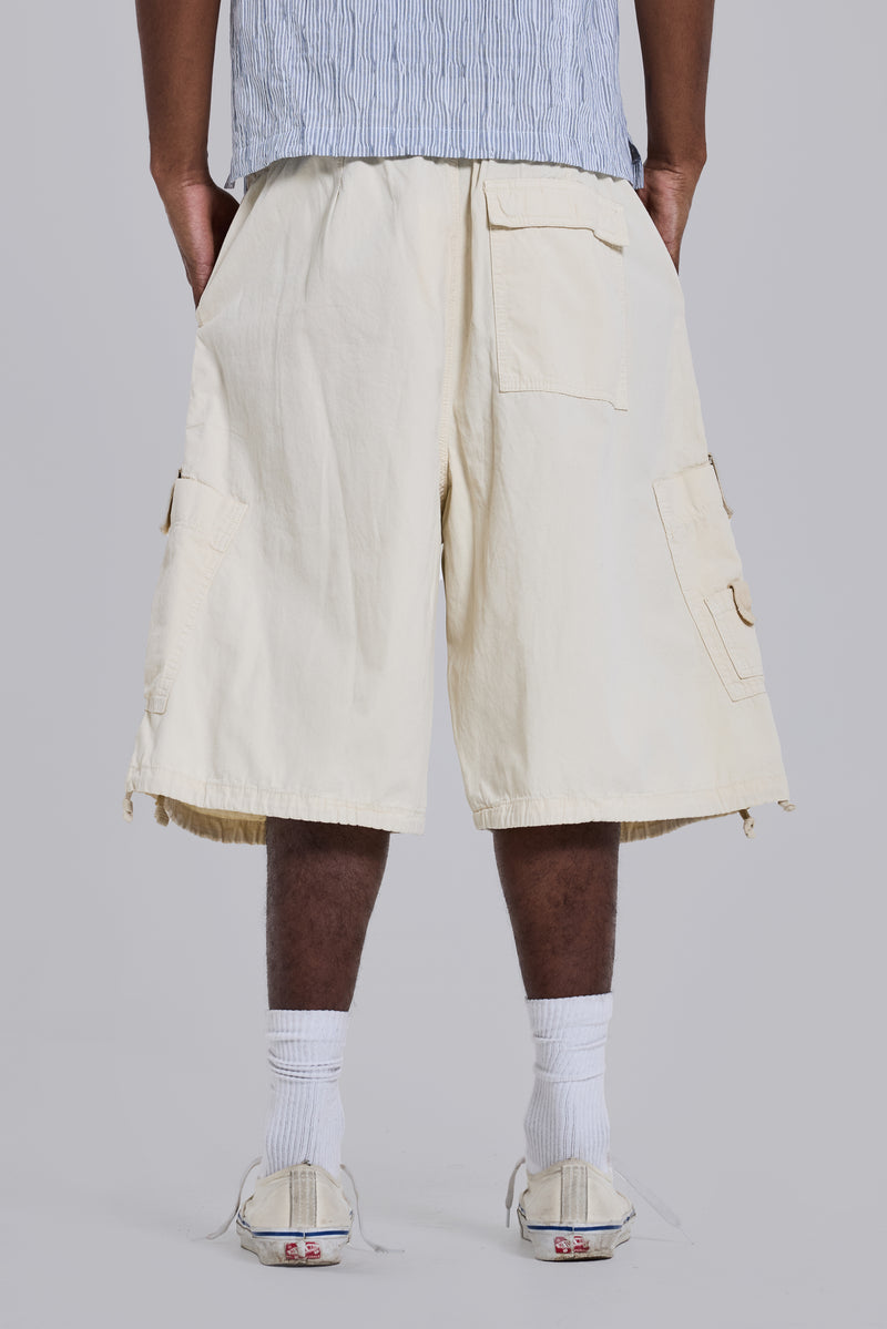Shop Ecru Parachute Cargo Baggy Shorts| Jaded London | Clothing