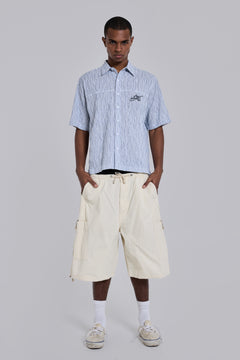 Ecru Parachute Cargo Baggy Shorts – view 1