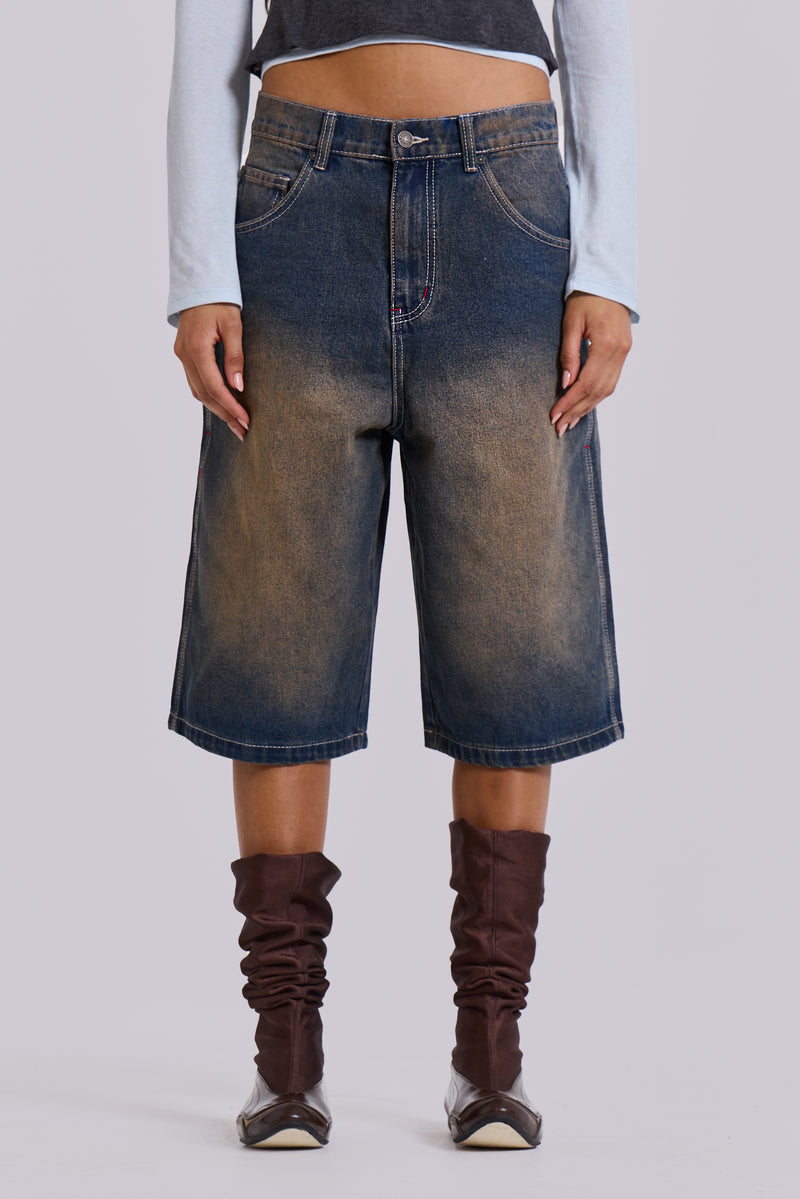 Shop Bronx Jumbo Fit Denim Jorts Jaded London Clothing