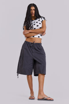 Vintage Grey Parachute Cargo Shorts – view 1