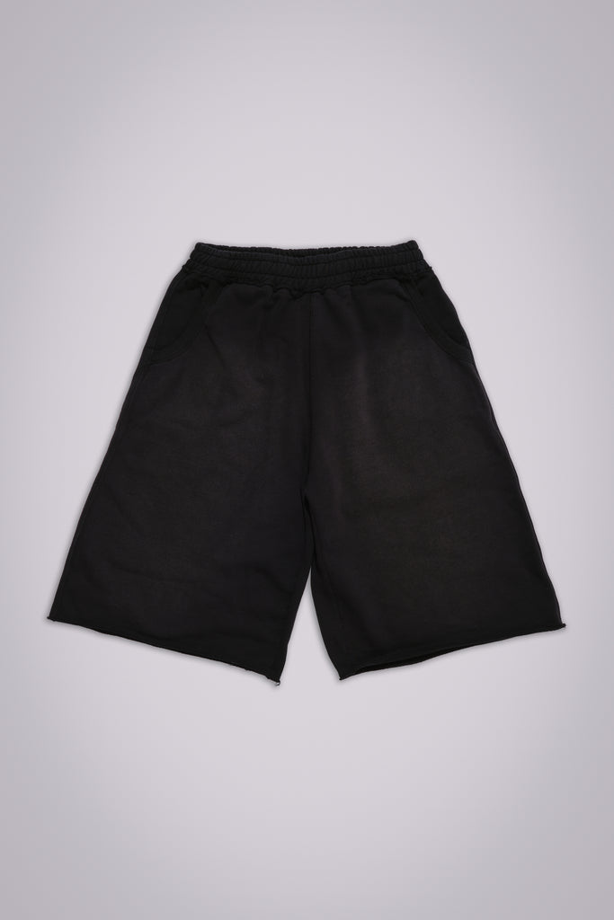 Washed Black Monster Jogger Baggy Shorts