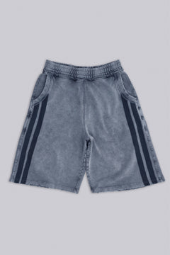 Washed Grey Sporty Stripe Monster Jogger Shorts - XXS / Grey