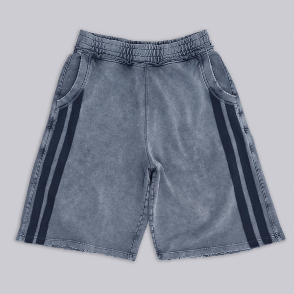 Washed Grey Sporty Stripe Monster Jogger Shorts | Jaded London