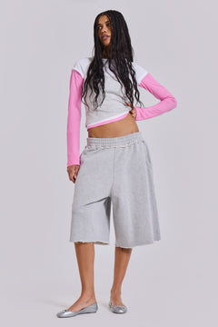 Grey Marl Monster Jogger Baggy Shorts – view 1