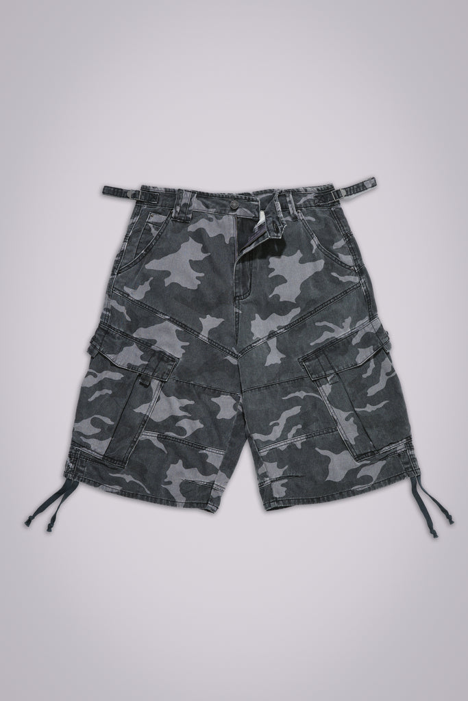 Black Cadet Camo Baggy Shorts