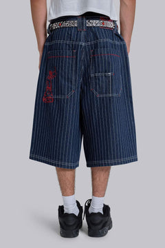 Ollie Pinstripe Jorts - W34 / Blue