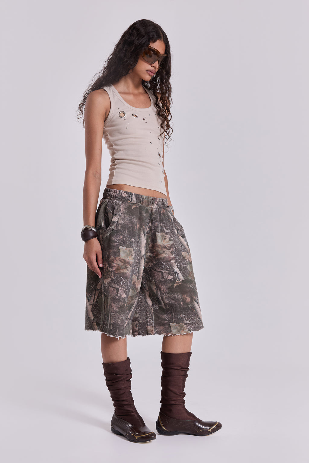 Woodland Camo Monster Jogger Shorts | Jaded London | Clothing