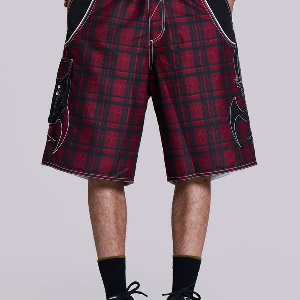 Tribal Check Board Shorts | Jaded London | Clothing