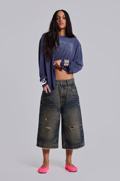 Blue Cinch Back Colossus Jorts - W36 / Blue