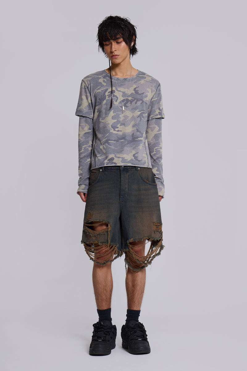 Dark Vintage Wash Glasto Shorts | Jaded London | Clothing