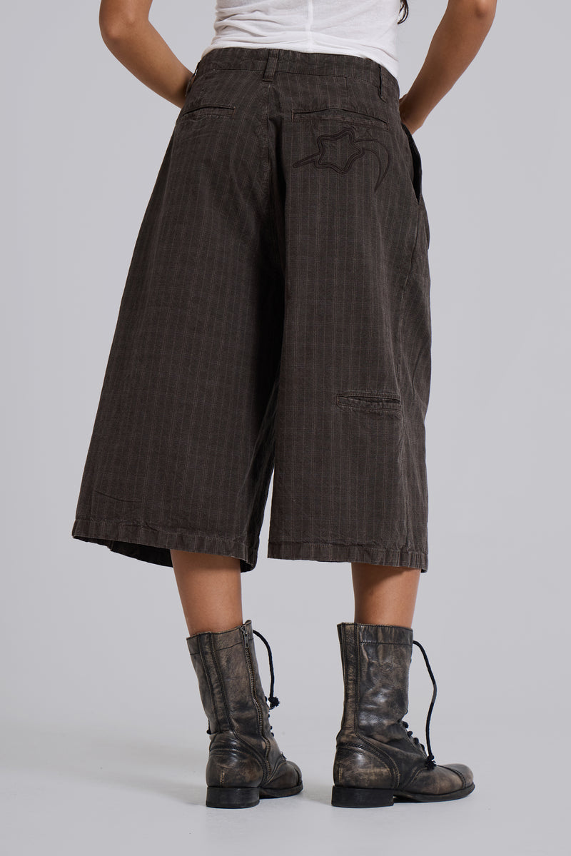 Brown Check Jumbo Jorts