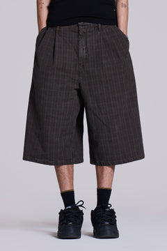 Brown Check Jumbo Jorts - W26 / Brown
