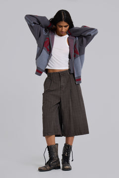 Brown Check Jumbo Jorts - W26 / Brown