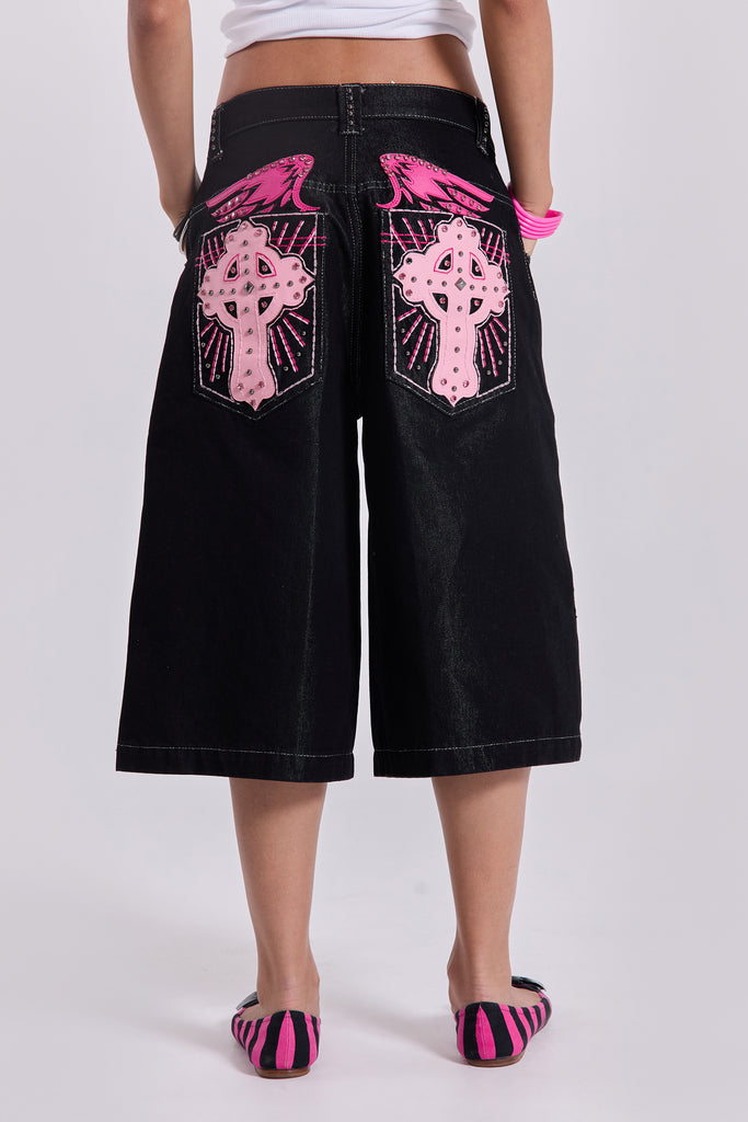 Pink Sapphire Cross Colossus Jorts