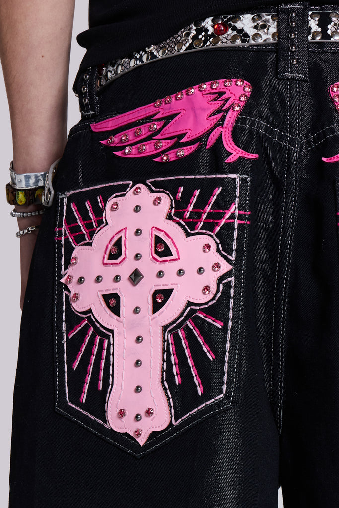 Pink Sapphire Cross Colossus Jorts