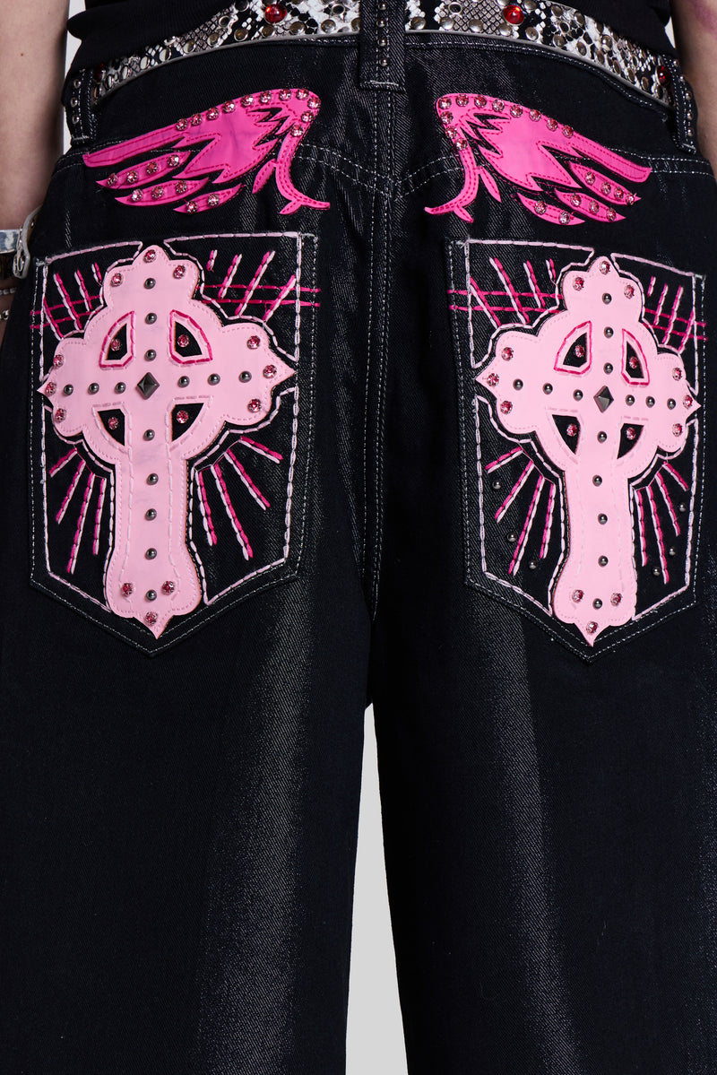Pink Sapphire Cross Colossus Jorts