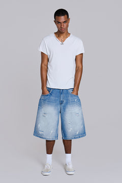 Bleached Colossus Jorts - W26 / Blue