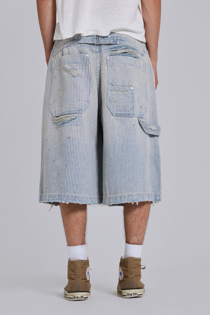 Pinstripe Double Knee Carpenter Jorts | Jaded London | Clothing