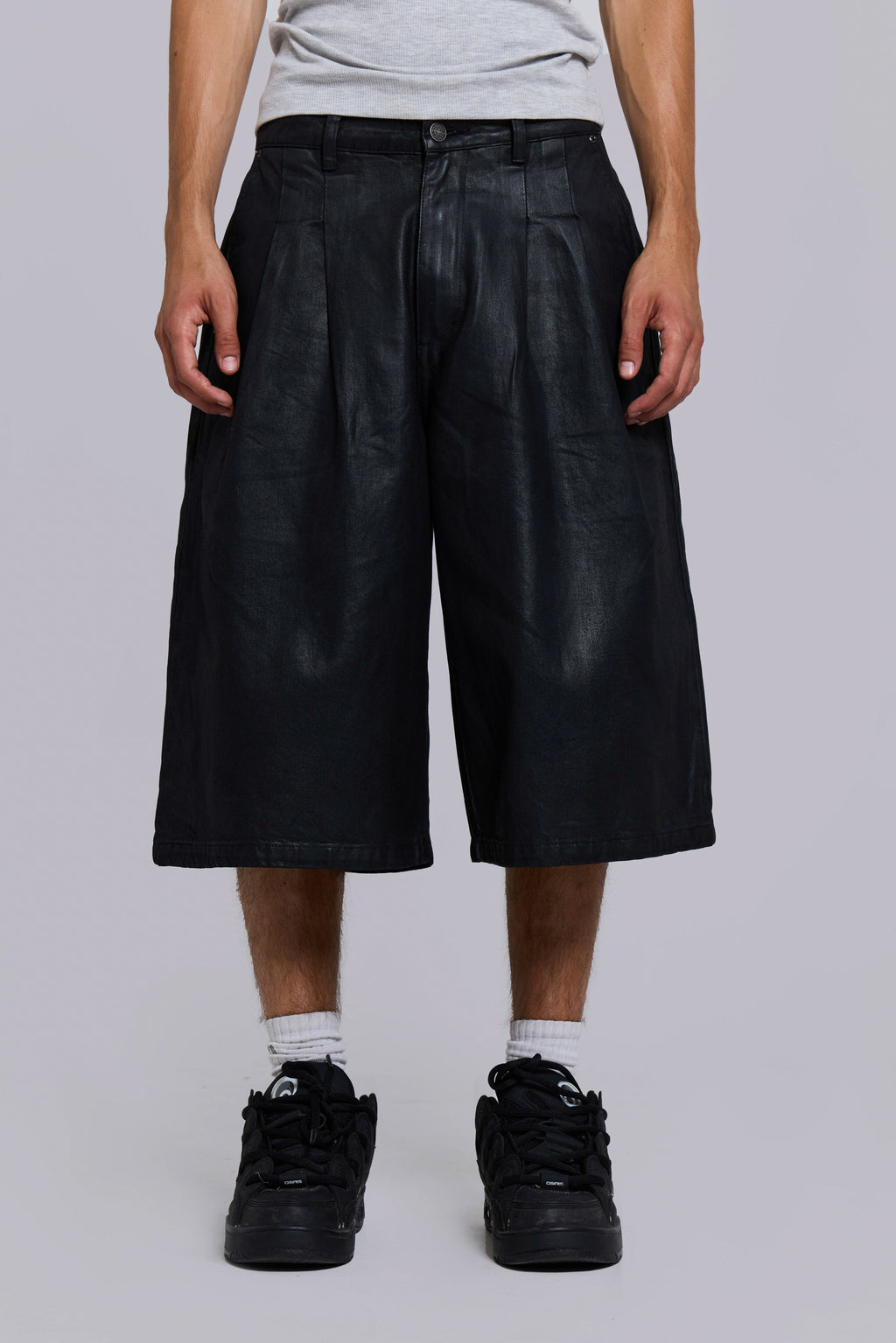 Pinstripe Denim XL Goliath Shorts | Jaded London | Clothing