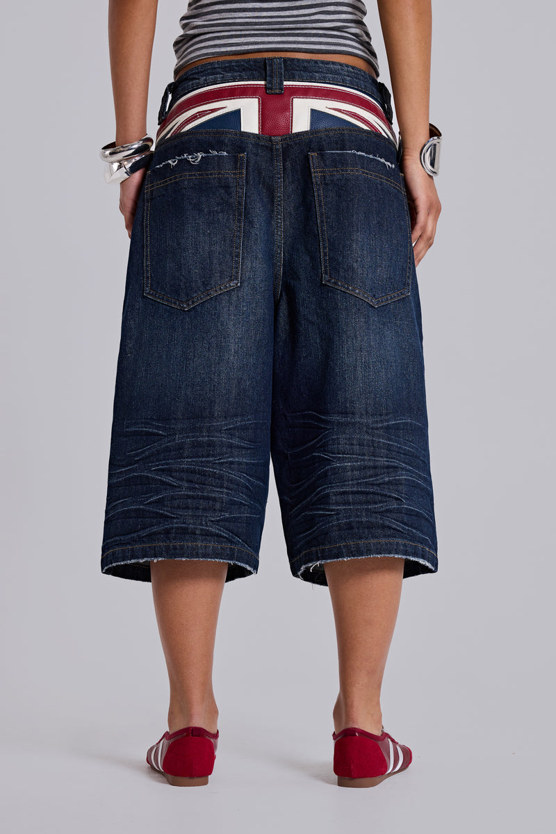 Union Jack Indigo Colossus Jorts | Jaded London | Clothing