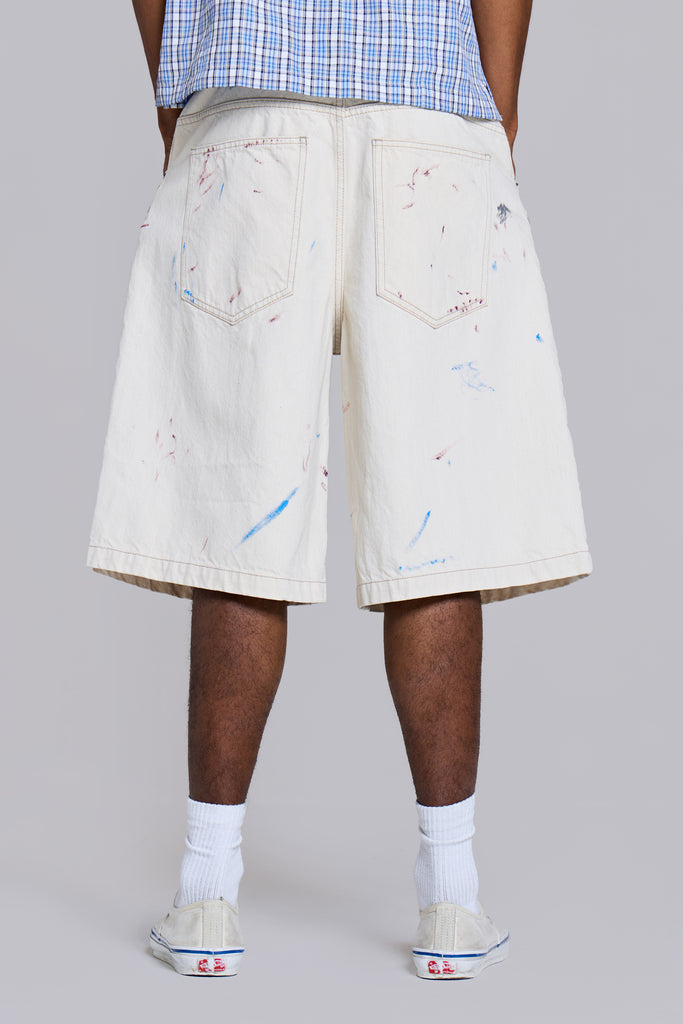 Ecru Paint Colossus Jorts | Jaded London | Clothing