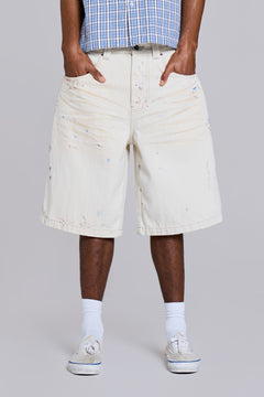Ecru Paint Colossus Jorts - W26 / Cream