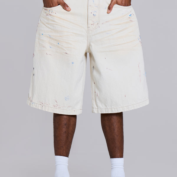 Ecru Paint Colossus Jorts | Jaded London | Clothing