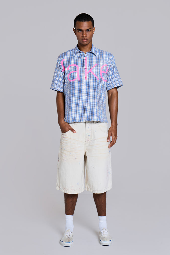 Ecru Paint Colossus Jorts | Jaded London | Clothing