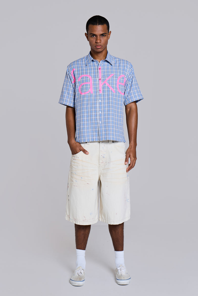 Ecru Paint Colossus Jorts | Jaded London | Clothing