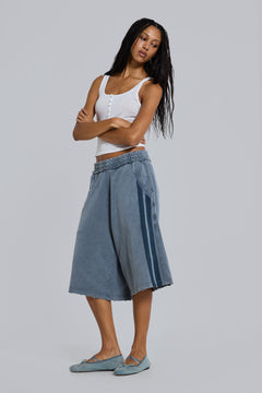 Washed Grey Sporty Stripe Monster Jogger Shorts - XXS / Brown