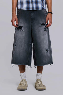 Skate Distressed Carpenter Shorts - W26 / Blue
