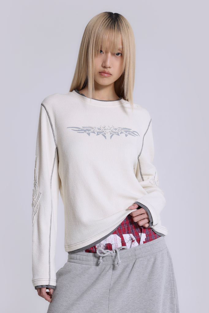 Off White Tattoo Applique Tee | Jaded London | Clothing