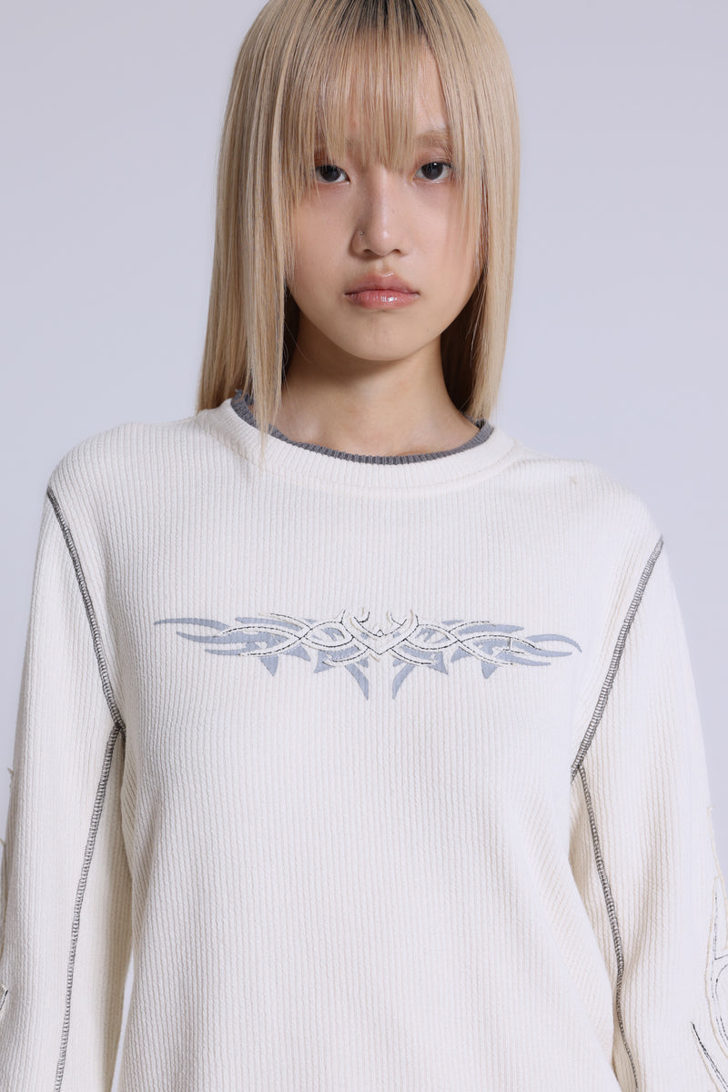 Off White Tattoo Applique Tee | Jaded London | Clothing