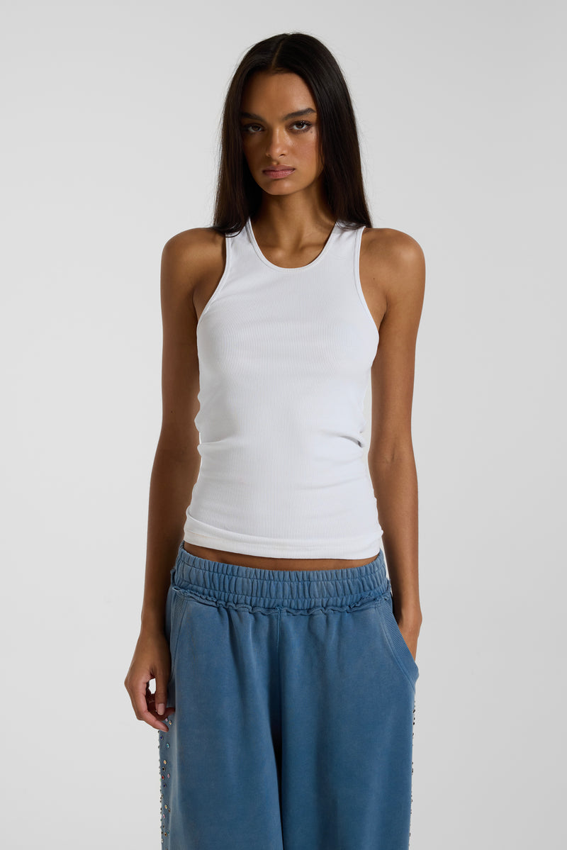White Rib Longline Vest