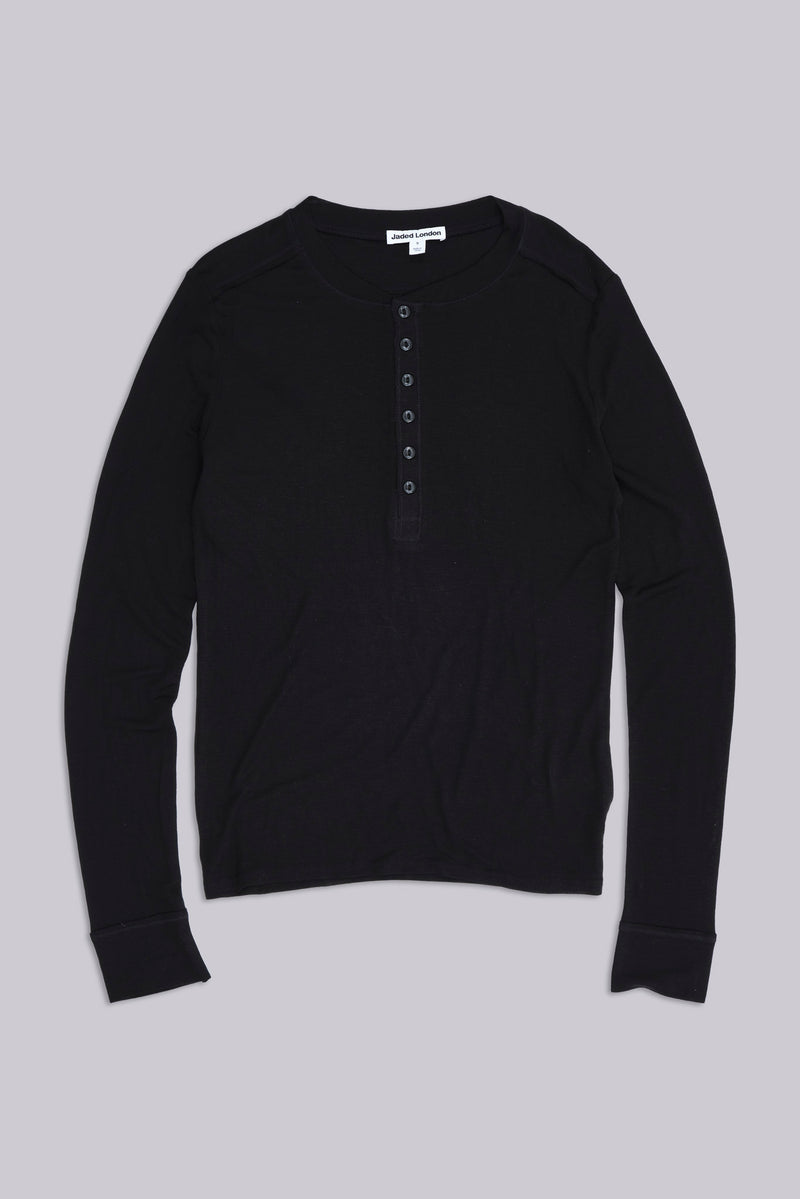 Black Haze Henley Top | Jaded London | Clothing