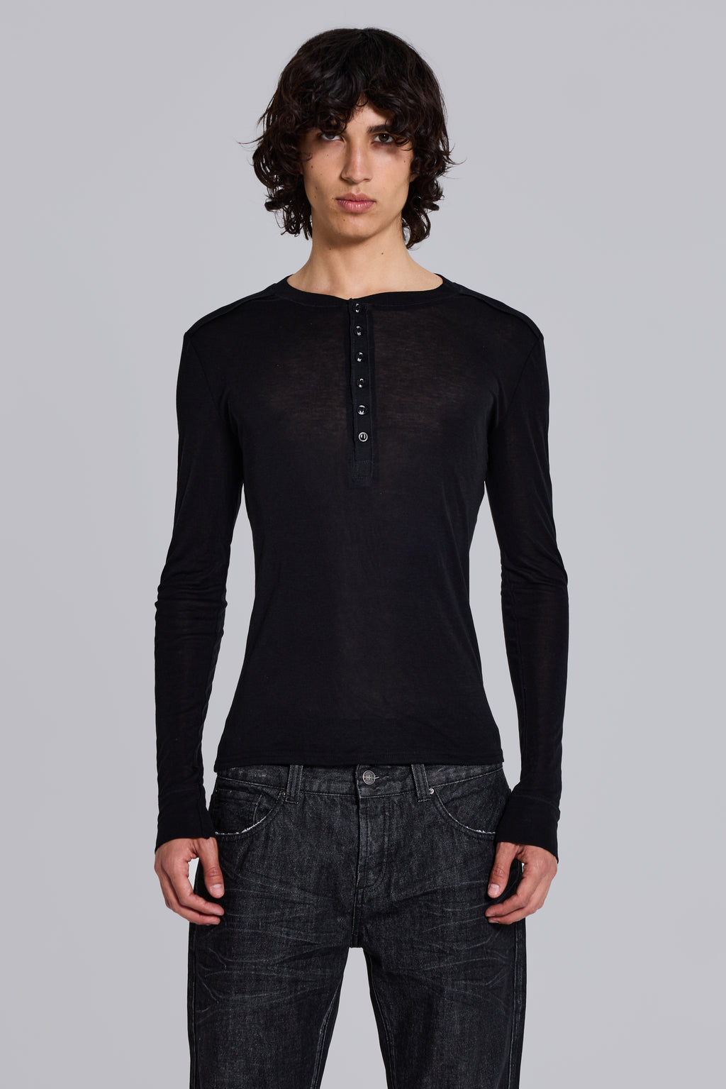 Black Haze Henley Top | Jaded London | Clothing