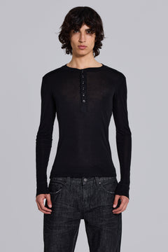Black Haze Henley Top - M / Black