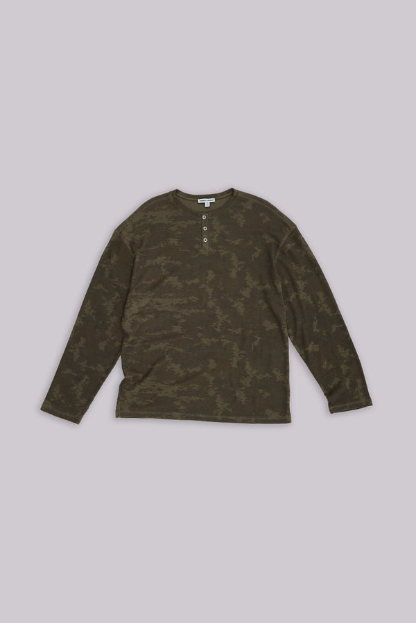 Digi Camo Waffle Henley Top