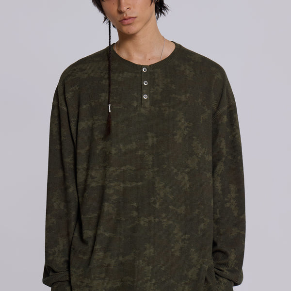 Digi Camo Waffle Henley Top | Jaded London | Clothing