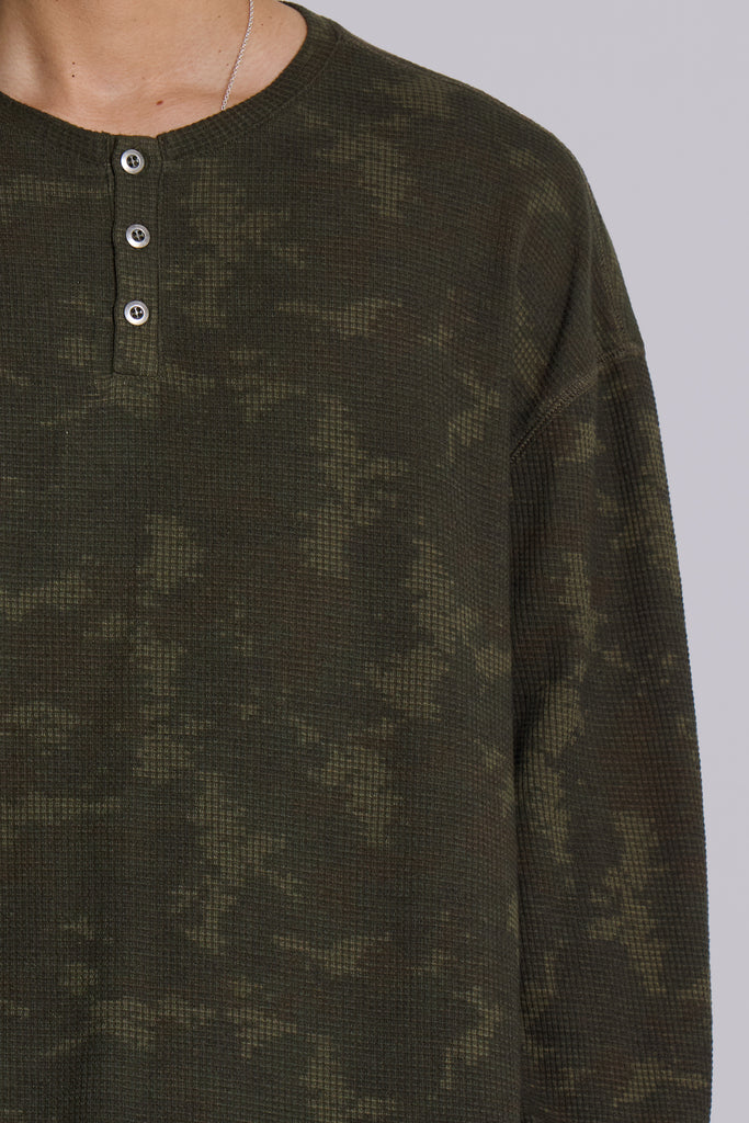 Digi Camo Waffle Henley Top