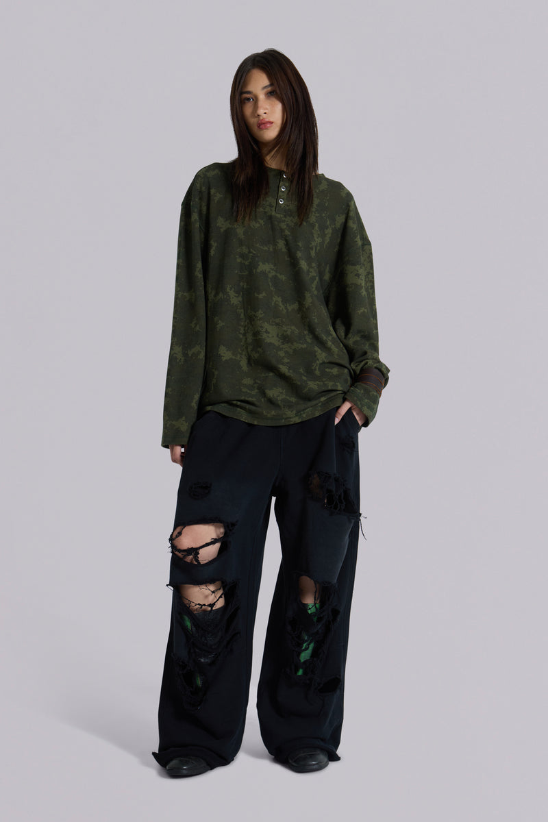 Digi Camo Waffle Henley Top